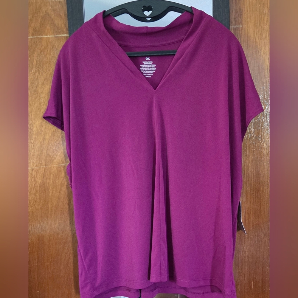 Nine West Boxy Purple Short Sleeve Tunic